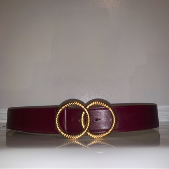 Express | Accessories | Express Burgundy Gold Buckle Belt Medium | Poshmark